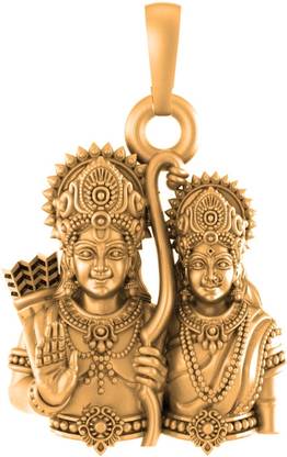 Akshat Sapphire 22 Ct Gold Plated Silver (92.5% Purity) God Ram And Maa Sita Pendant Gold-plated Sterling Silver Pendant