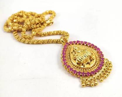 CM FASHIONS One Gram Gold Plated Traditional Trendy Stylish Dollar Chain. Gold-plated Ruby Copper