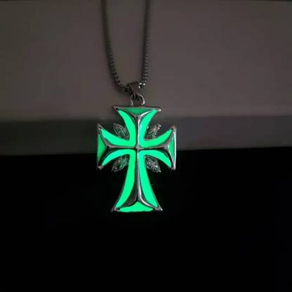 P. R. PRINTS Radiam Cross Alloy Pendant with Stainless Steel Box Chain for Men & Boy Silver Pendant Set