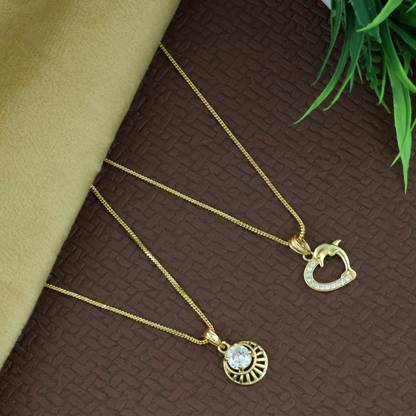 Bhagya Lakshmi ANDY H 250971 Gold-plated Crystal Alloy Pendant Set