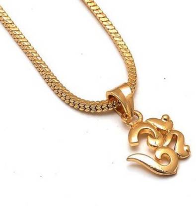 PYR JEWELS Lord Shiv Om Locket with Simple Chain for Mens & Boys Women & Girls Gold-plated Alloy Pendant Set