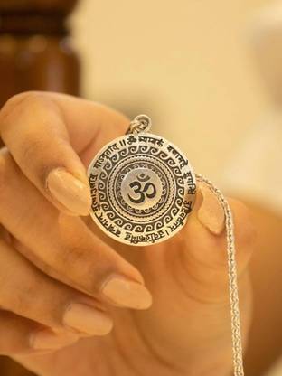 PRRITI Maha Mrityunjaya Mantra Om Silver Alloy Pendant