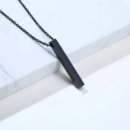 Karishma Kreations 3D Stainless Steel Bar Pendant Necklace Mens Women Cool Vertical Pendant Chain Silver, Gold-plated, Platinum, Titanium Cubic Zirconia, Crystal Stainless Steel, Alloy, Brass Pendant