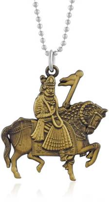 memoir Brass Antique Goldplated both side wearable Ramdevra Ramdevji Hindu Pendant Silver Brass Pendant