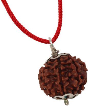 Astrodidi 7 Mukhi Rudraksha Pendant With Lab Report Silver Wood Pendant