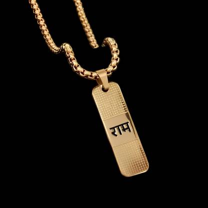 pompeo Jai Shri Ram Prabhu Gold Pendant For Men & Women Locket -1008 Stainless Steel Pendant Set