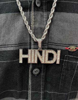 P R Production MC Stan Hindi Pendant Diamonds Plated , (Only Pendant) Silver Alloy Pendant
