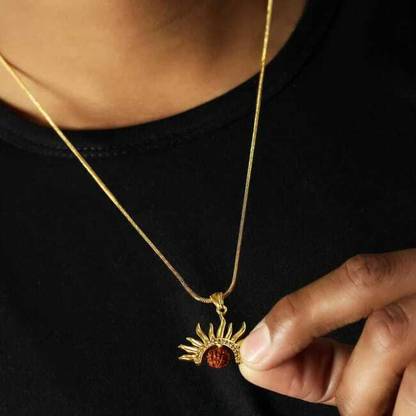 spyronix Sun-inspired Locket with Healing Rudraksha Bead Gold-plated Brass Locket