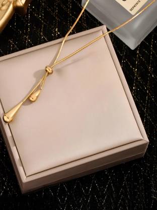 Karishma Kreations Anti-Tarnish Gold Plated Metal Water Drop Stainless Steel Pendant Necklace Gold-plated Stainless Steel Pendant