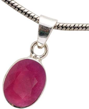 Chopra Gems Most Demanded & Beautiful 100% Effective Ruby Stone Pendant For Unisex Silver Ruby Brass
