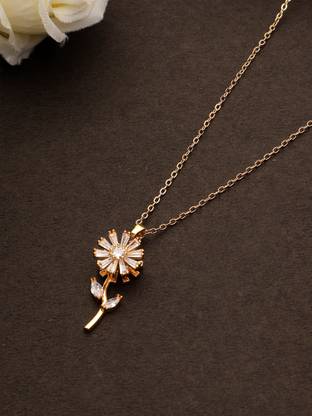 MALIFIONNA Gold-Plated Stone Pendant with Chain Gold-plated Alloy Pendant