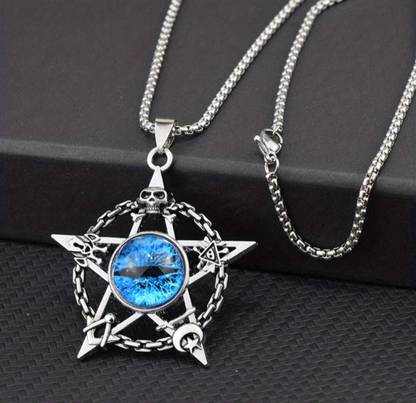 ROOTWAVE Devil Eye Blue Colour Star Design Fashion Unisex Pendant Locket. Silver Stainless Steel, Steel, Sterling Silver Locket