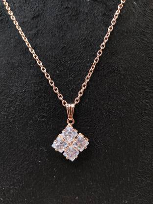 JAYCO Rose Gold Pendant Set with Matching tops and Ring Gold-plated Crystal Alloy Pendant Set