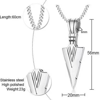 house of common Arrowhead Arrow Style Pendant Punk Style Men's Arrow Pendant for Boys and Men. Stainless Steel Pendant