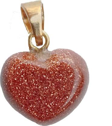 uniqueitems Red Sun Gemstone Heart Shape Pendant for Women and Girls. Brass Pendant