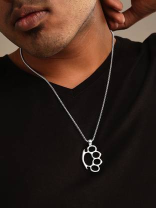 Roadster Roadster Silver Plated Neck Chain With Paw Pendant Silver Brass Pendant Set