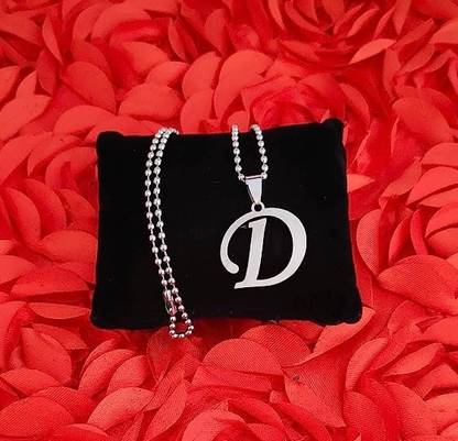 vs यूनिक कलेक्शन्स Silver Color Name English Alphabet 'D' Letter Pendant Locket With Ball Chain Silver स्टेनलेस स्टील लॉकेट