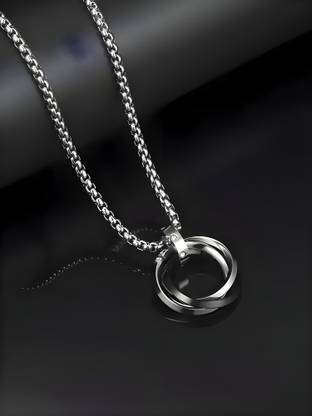 Agarwalproduct Multi Ring Stainless Steel Rocky Neck Chainfor Men Alloy Pendant