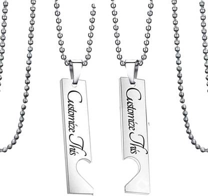 Sullery Personalized Message Bar Necklace - Your Unique Name Jewelry For Unisex Stainless Steel Pendant