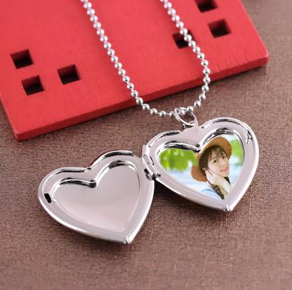 vs unique collections Love Big Heart Silver Openable Mini Photo Frame Momento/Memory Pendant Locket Silver Stainless Steel Pendant