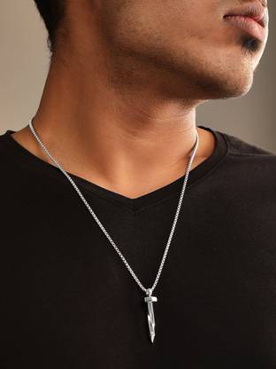 Roadster Roadster Silver Plated Neck Chain With Stunning Pendant Silver Brass Pendant Set