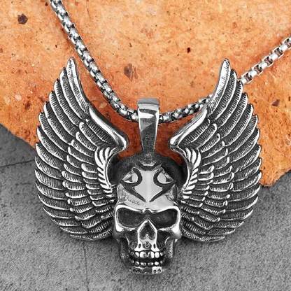 Shiv Jagdamba Anicent Skull Skeleton Pendant Retro Gothic Jewelry With Box Chain Titanium Stainless Steel Pendant