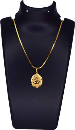 Ansh Enterpris Small Om Religious Gold Plated Pendant With Chain Man For Women Gold-plated Crystal Alloy Pendant