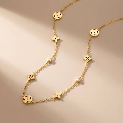 MYKI Beautiful Flower Diamond Chain For Women & Girls Gold-plated Swarovski Zirconia Stainless Steel
