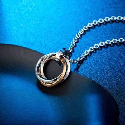 Elanora Jewels Golden Round Ring Pendant Rhodium Sterling Silver Pendant