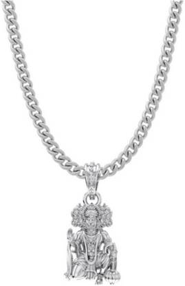 Akshat Sapphire Sterling Silver (92.5% Purity) God Panchmukhi Hanuman Curb Chain Pendant 22 Inch Sterling Silver Pendant Set