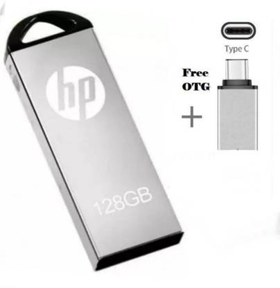 HP v220m 128 GB Pen Drive Compatible with Laptop, Desktop Computer, Audio Player USB 2.0, USB 3.0 Metal Case