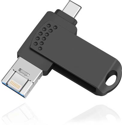 Linkify 512 GB 3 in 1 USB with Lightning,USB A,and Type-C 512 GB Pen Drive Compatible with Desktop Computer, Laptop, Mobile, Tablet Lightning Metal Case