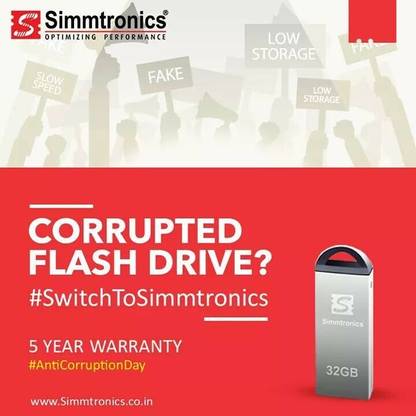 Simmtronics 32 GB Flash Drive 32 GB Pen Drive Compatible with Laptop, Desktop Computer USB 2.0 Metal Case