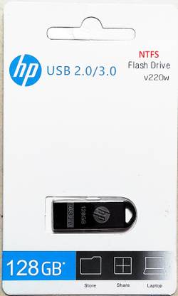 HP v220w NTFS USB Flash Drive 128 GB Pen Drive Compatible with Desktop Computer, Audio Player, Laptop, Mobile, Television USB 2.0 Metal Case