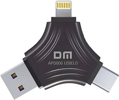 DM APD006 64GB 3 in 1 USB 3.0 Fasionable Triangle Pendrive For IOS, PC, Maccbook 64 GB OTG Drive Compatible with Desktop Computer, Audio Player, Mobile, Netbook, Tablet, Television USB 3.0 Metal Case