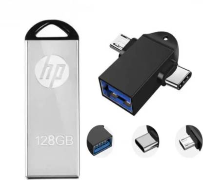 HP 128gb Pendrive 2in1 Otg Free 128 GB OTG Drive Compatible with Laptop, Desktop Computer USB 2.0 Metal Case
