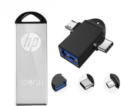 HP 128gb Pendrive 2in1 Otg Free 128 GB OTG Drive Compatible with Laptop, Desktop Computer USB 2.0 Metal Case