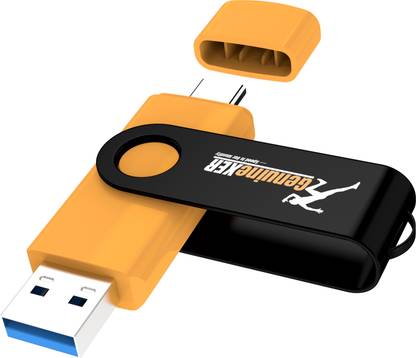 GenuineXER 64GB Flash Drive Type C Pendrive | 3.0 Swivel Dual Otg Pendrive Exfat GXHD1 64 GB OTG Drive Compatible with Mobile, Laptop, Desktop Computer, Gaming Console USB 3.0 Plastic Case