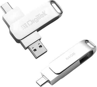 DIGITEK 64GB Metal Body USB 3.2V Dual Drive Flash Drive, USB-A & Type-C, Pen Drive 64 GB OTG Drive Compatible with Desktop Computer, Laptop, Television, Mobile, Audio Player, Gaming Console, Tablet, Netbook USB 3.2 Metal Case