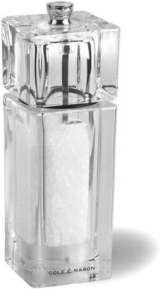 Cole & Mason Precision Manual Acrylic Cube Salt Mill Plastic Traditional Pepper Mill