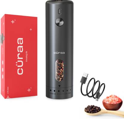 Cüraa Home Electric Pepper Grinder Automatic Salt | One-Hand Operation Plastic Electric Mill