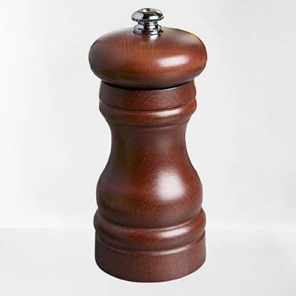 ShoppersHub PNQ 6 Inches Hand Operated Walnut Brown Color Wooden Pepper and Salt Mill Grinder Wooden Traditional Pepper Mill