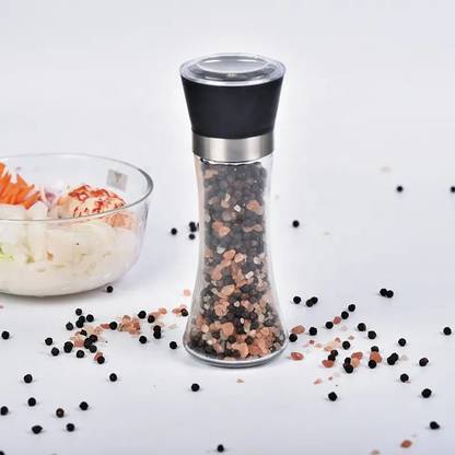 Rossella Salt and Pepper Refillable Grinder Shaker with Adjustble Ceramic Rotator Crusher Plastic, Glass Squeeze Mill