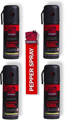 NO MERCY NO MERCY Red Chilli Pepper Spray Self Defence for Women Pack Of 4 Each 55 ml Pepper Gel Spray