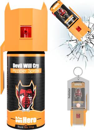 Devil Will Cry Pepper Spray with Keychain + Glass Breaker & Holster Self Defense Device(Orange) Pepper Foam Spray