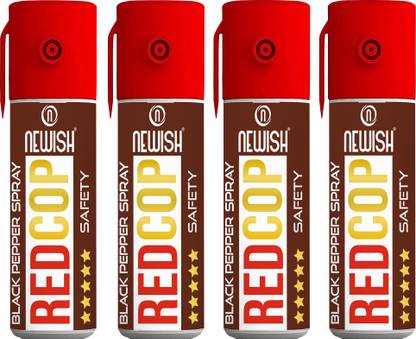 NEWISH : Powerful Black Pepper Spray Self Defence for Women Pack Of 4 Each (55 ml |35 gm|50 shots) Upto -15 Feet Pepper Stream Spray
