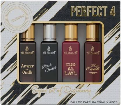 Al Nuaim Brand Perfect 4 EDP Gift Set of 4 (20ml Each) Great Fragrance Long-Lasting Eau de Parfum - 80 ml