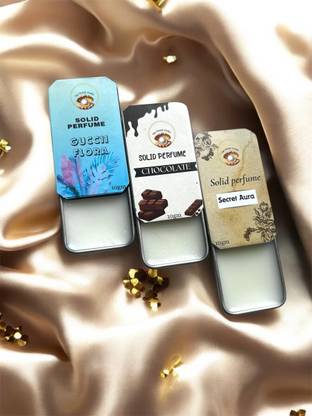 Thepearlsstudio Solid Perfume Pack of 3 | Gucci Flora, Chocolate & Secret Aura | 3 x 10ml Eau de Cologne  -  30 ml