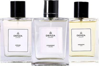 Denza Combo of Luxury Budget Friendly Perfume for Men (Midnight, Confident,Intense) Eau de Parfum  -  100 ml
