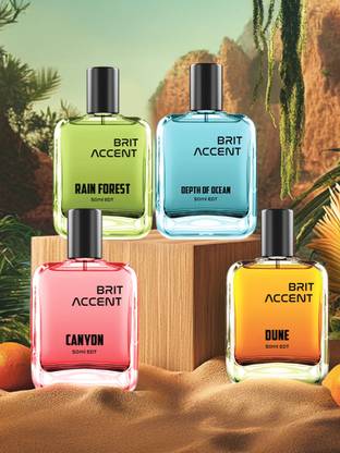 BRIT ACCENT Combo Pack Of 4|Depth Of Ocean-Dune-Canyon-RainForest|Parfum|Long-Lasting| Eau de Toilette  -  200 ml